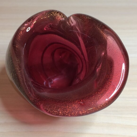 Murano Red Gold Aventurine Flecks Art Glass Conch Shell - Picture 4 of 6